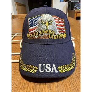 American Spirit Eagle Emblems USA Patriotic Eagle‎ Flag Strapback Hat Cap